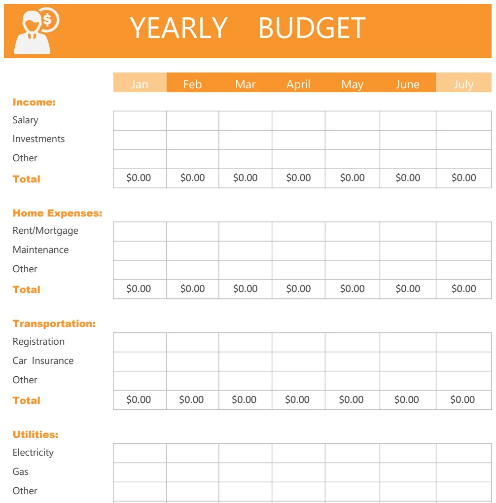Yearly Budget Template preview