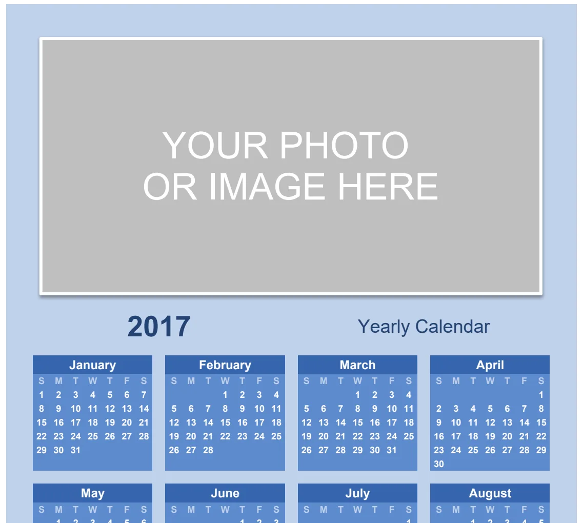 Yearly Photo Calendar Bold Theme preview