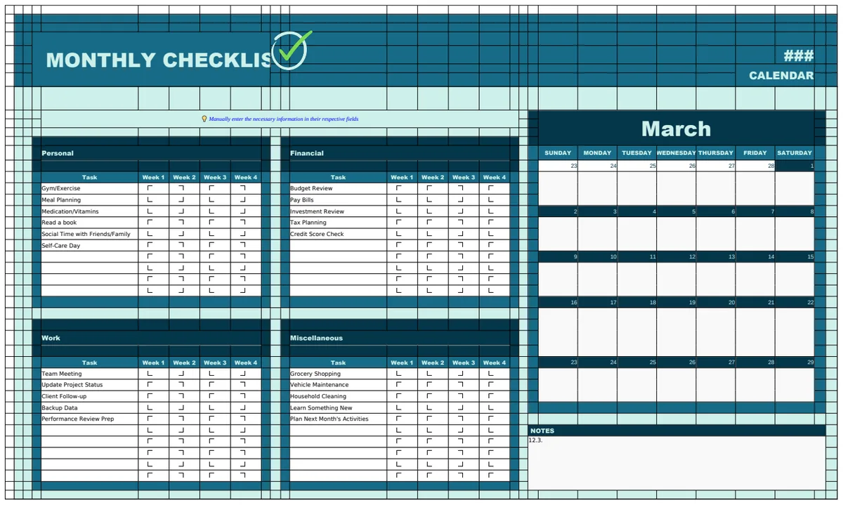 Monthly Checklist Template preview