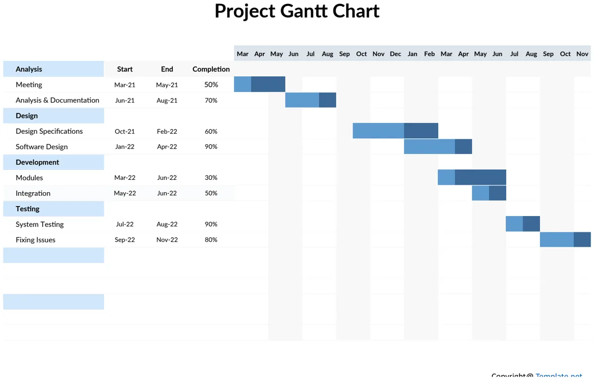 Simple Project Gantt Chart preview