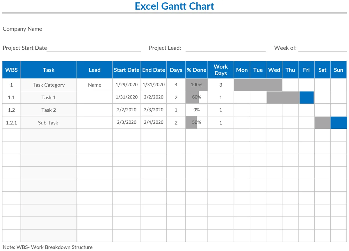 Excel Gantt Chart Template preview