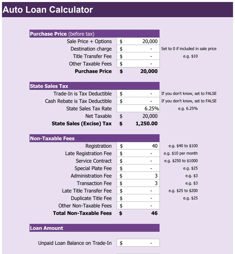 Auto Loan Calculator preview