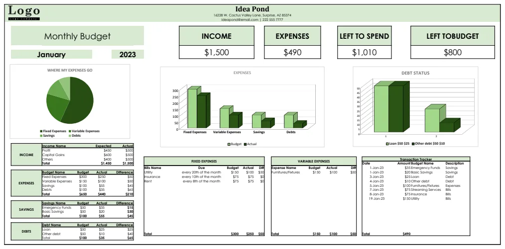 Monthly Budget Planner preview