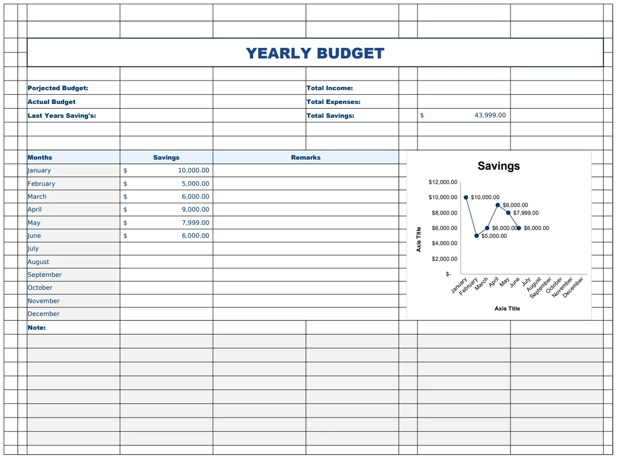 Yearly Budget Planner Template preview