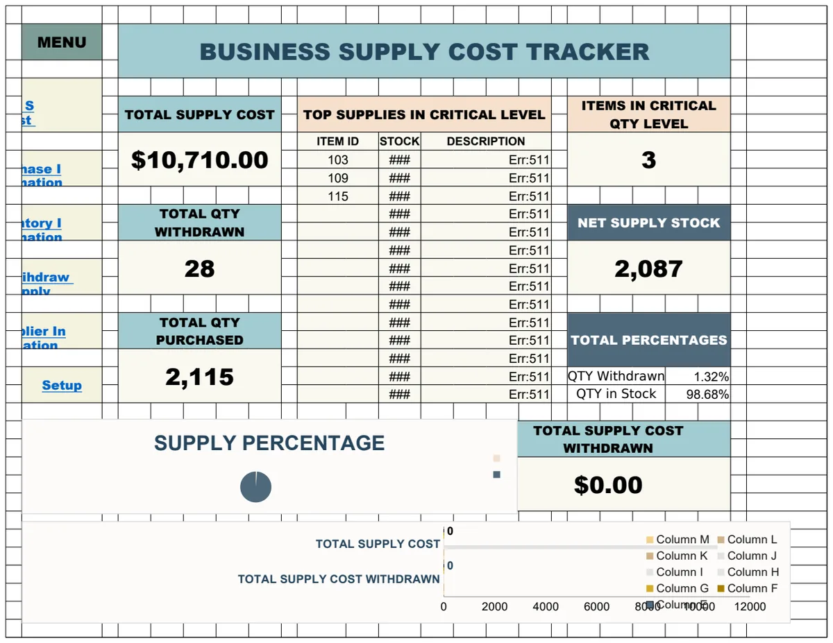 Business Supply Cost Tracker Template preview