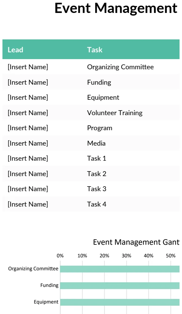 Event Management Gantt Chart preview