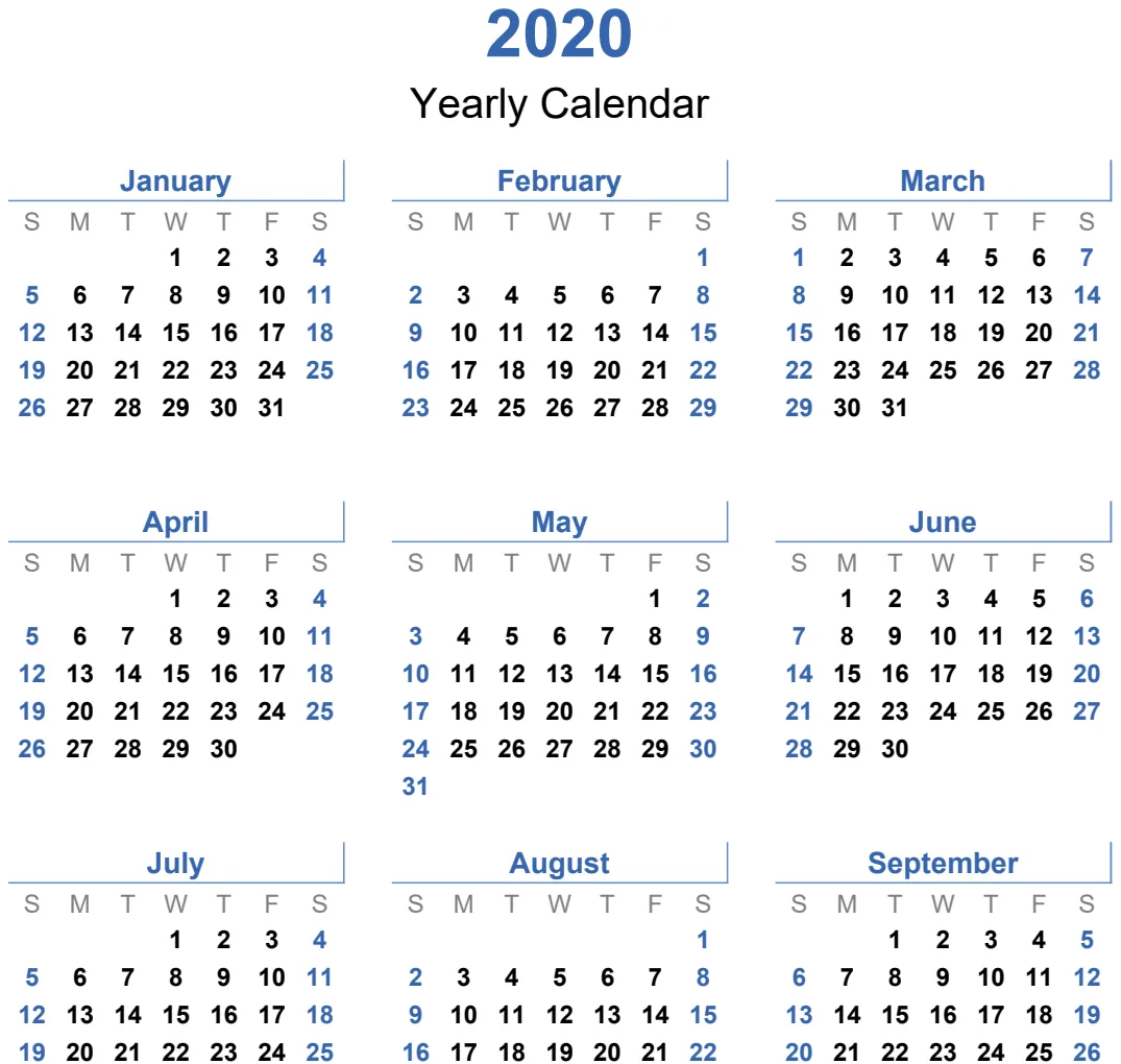 Yearly Calendar Portrait Light Theme preview