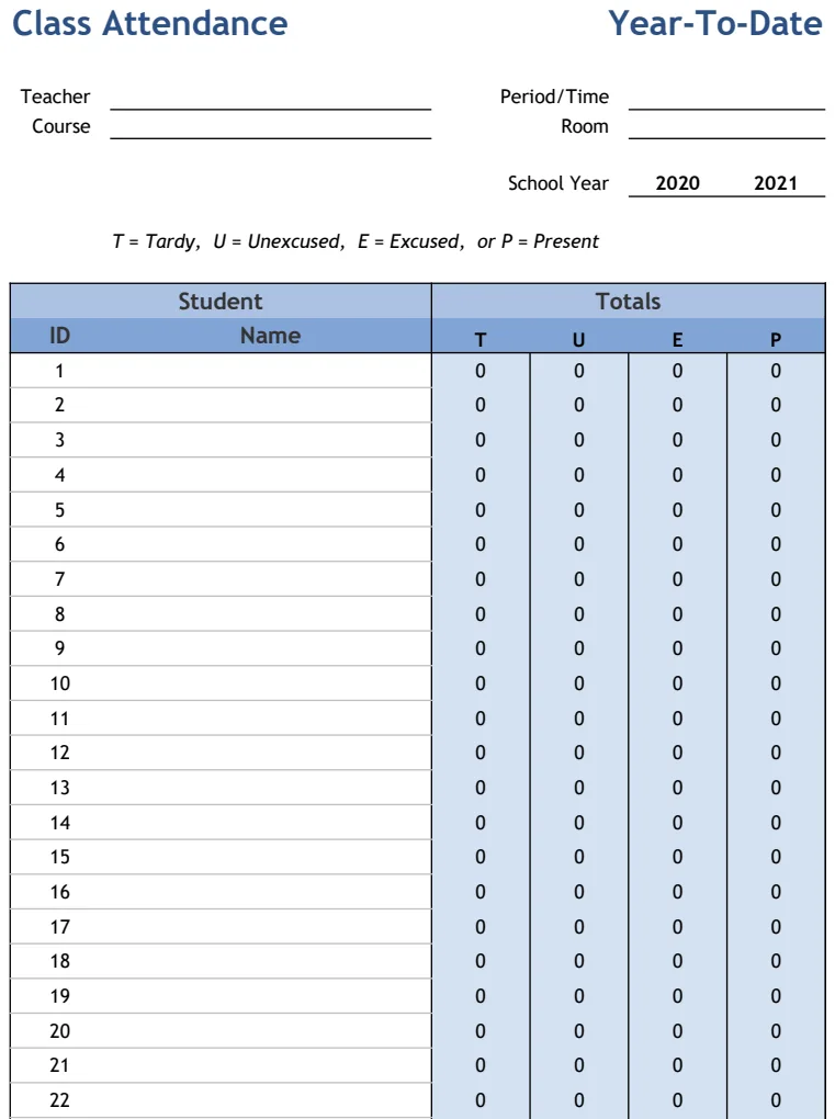 Class Attendance Yearly preview