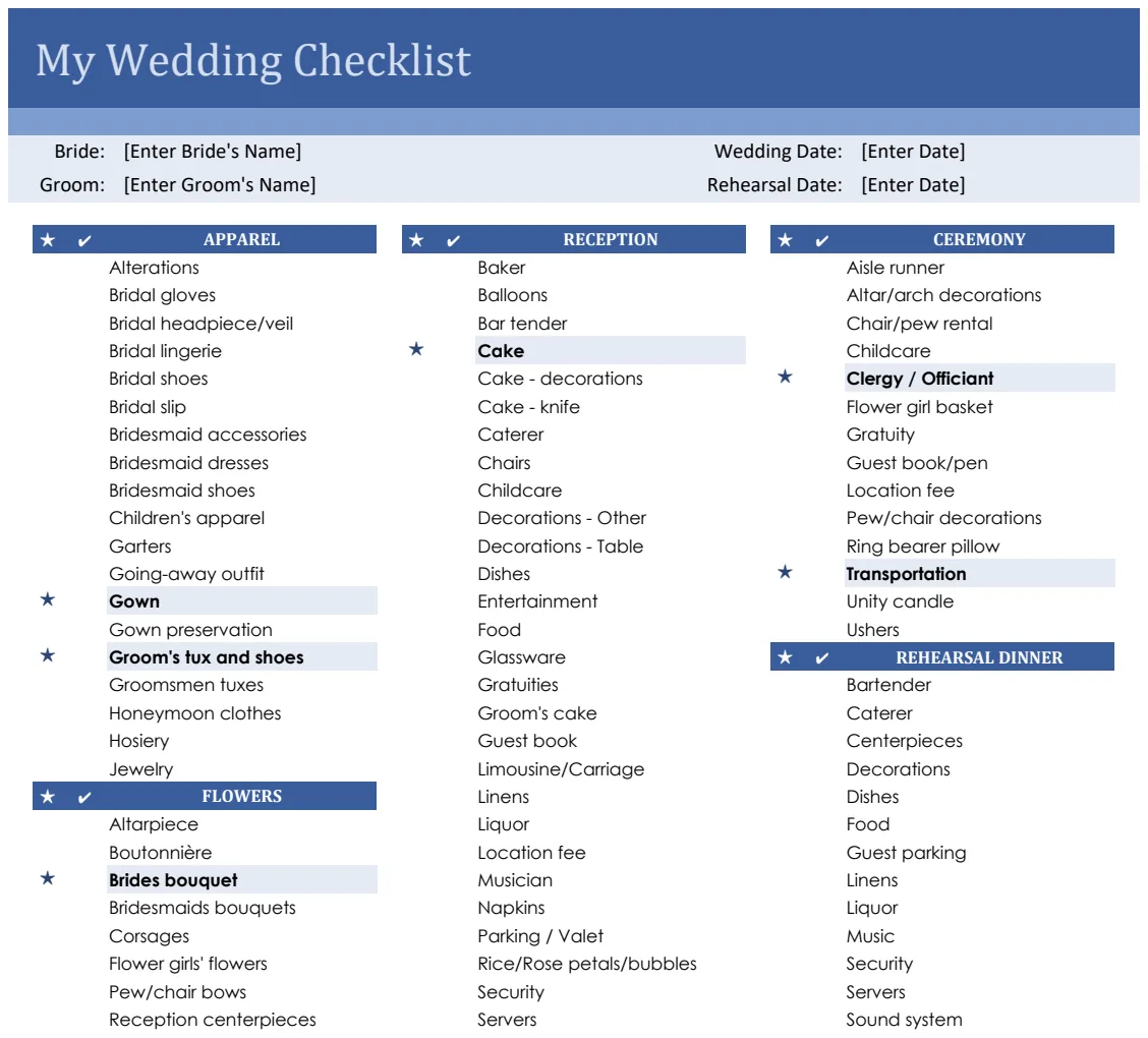 Wedding Checklist with Priority preview