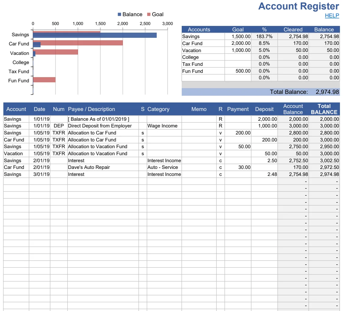 Account Register preview