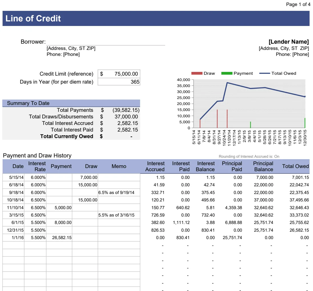 Line of Credit Tracker preview