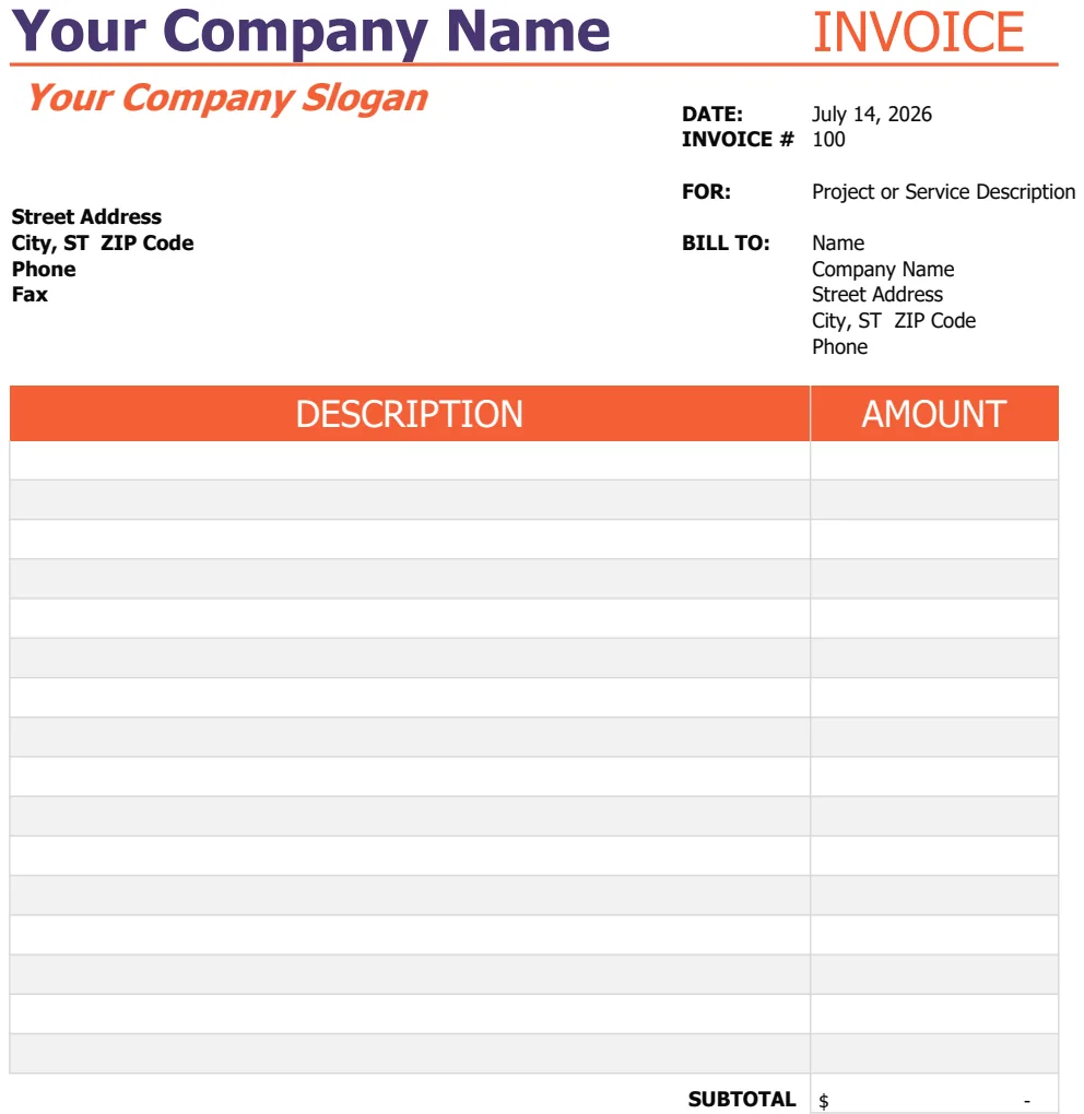 Invoice with Tax Calculation preview
