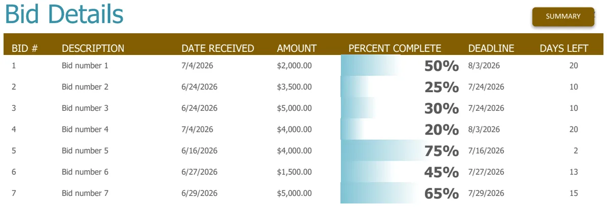 Bid Tracker preview