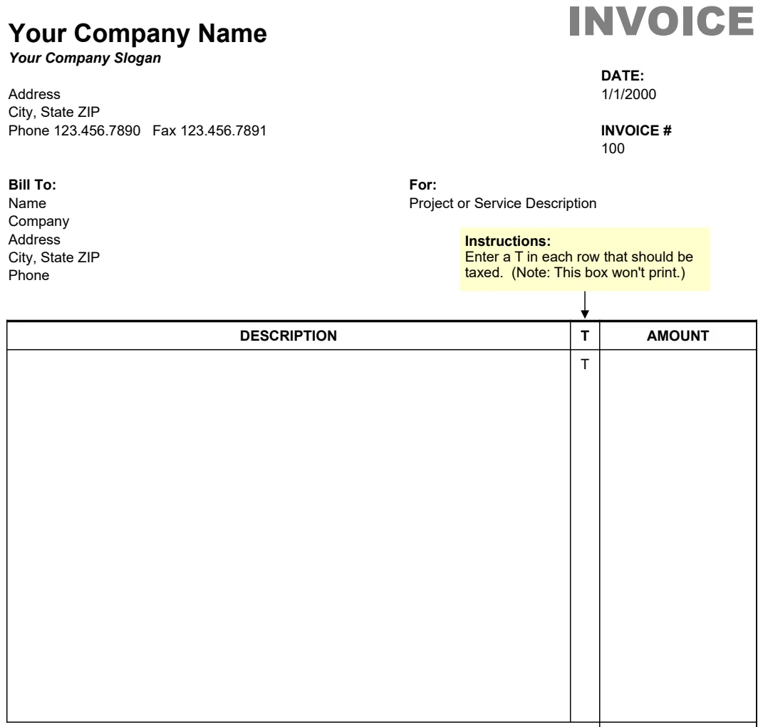 Simple Invoice with Partial Tax preview