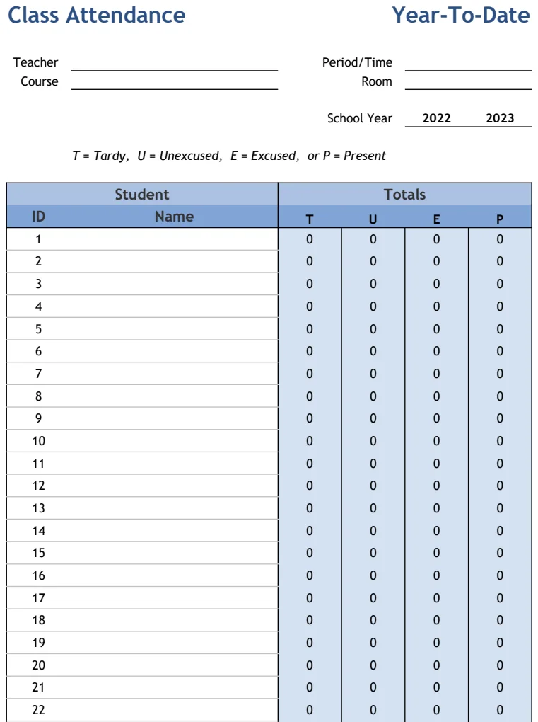 Class Attendance Yearly preview