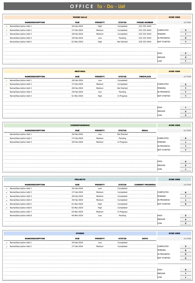 Office To Do List Template preview