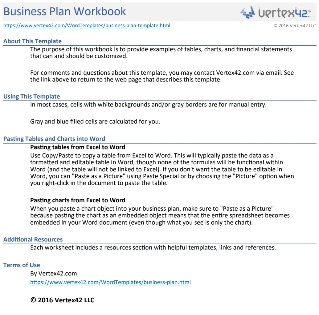 Business Plan Workbook preview