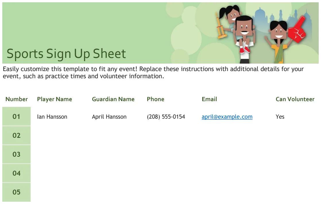 Sports Sign Up Sheet preview