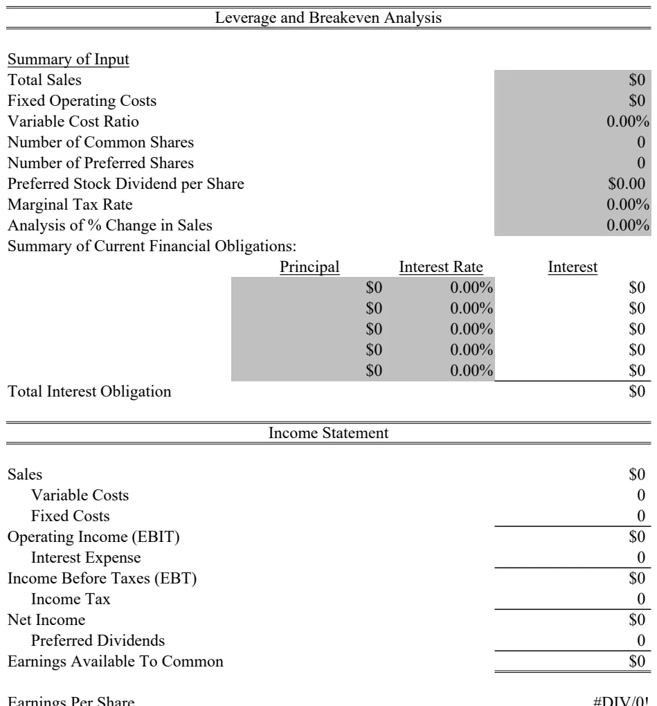 Leverage and Breakeven Analysis preview