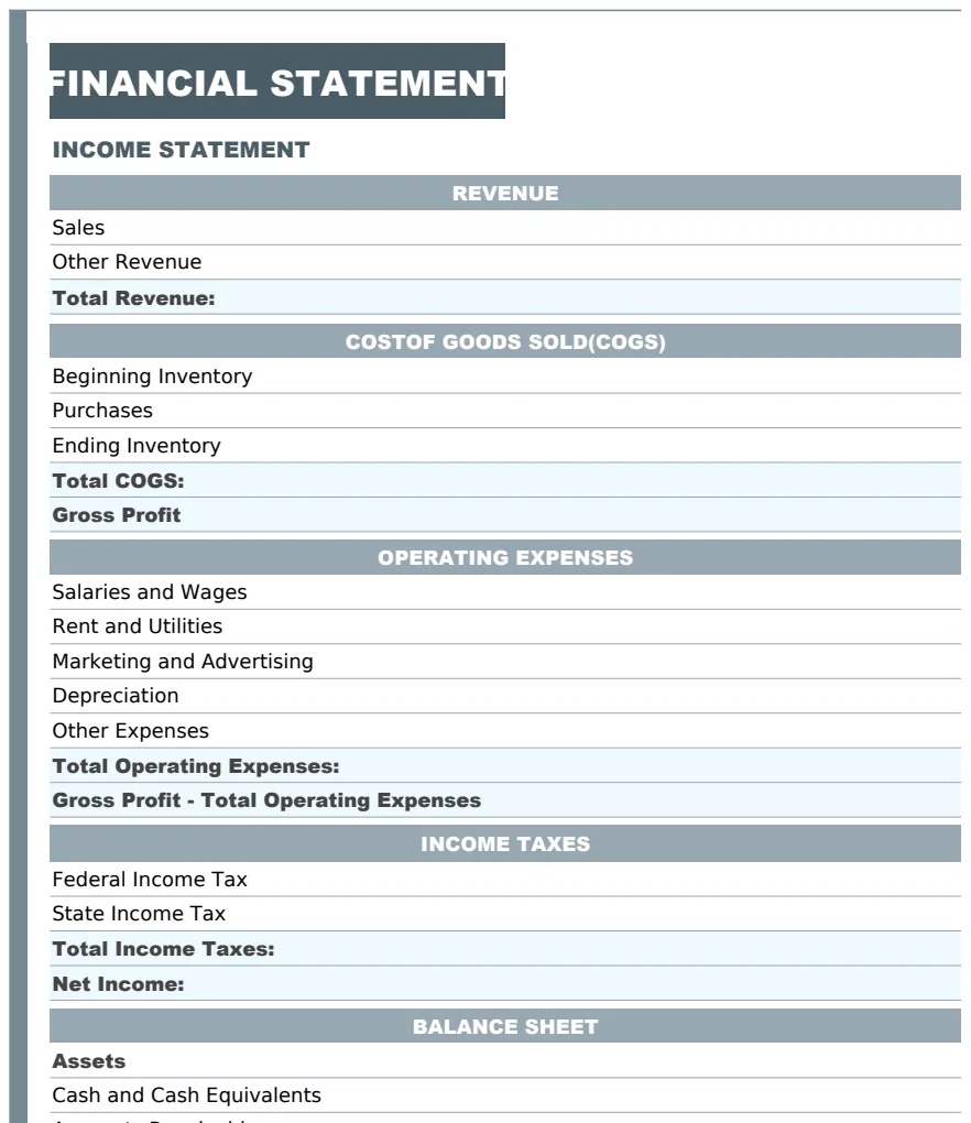Financial Statement Automation Template preview