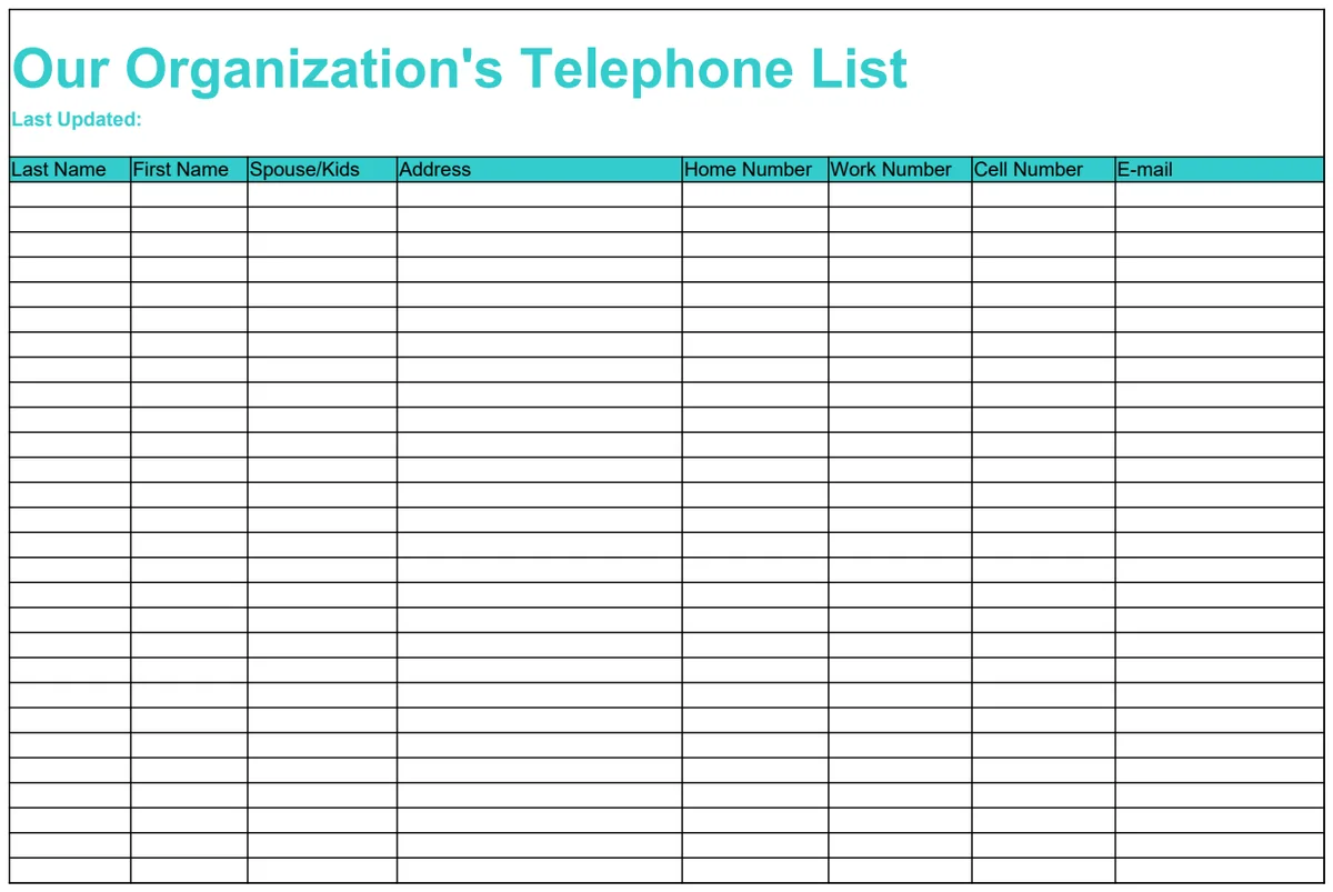 Organization Telephone List preview