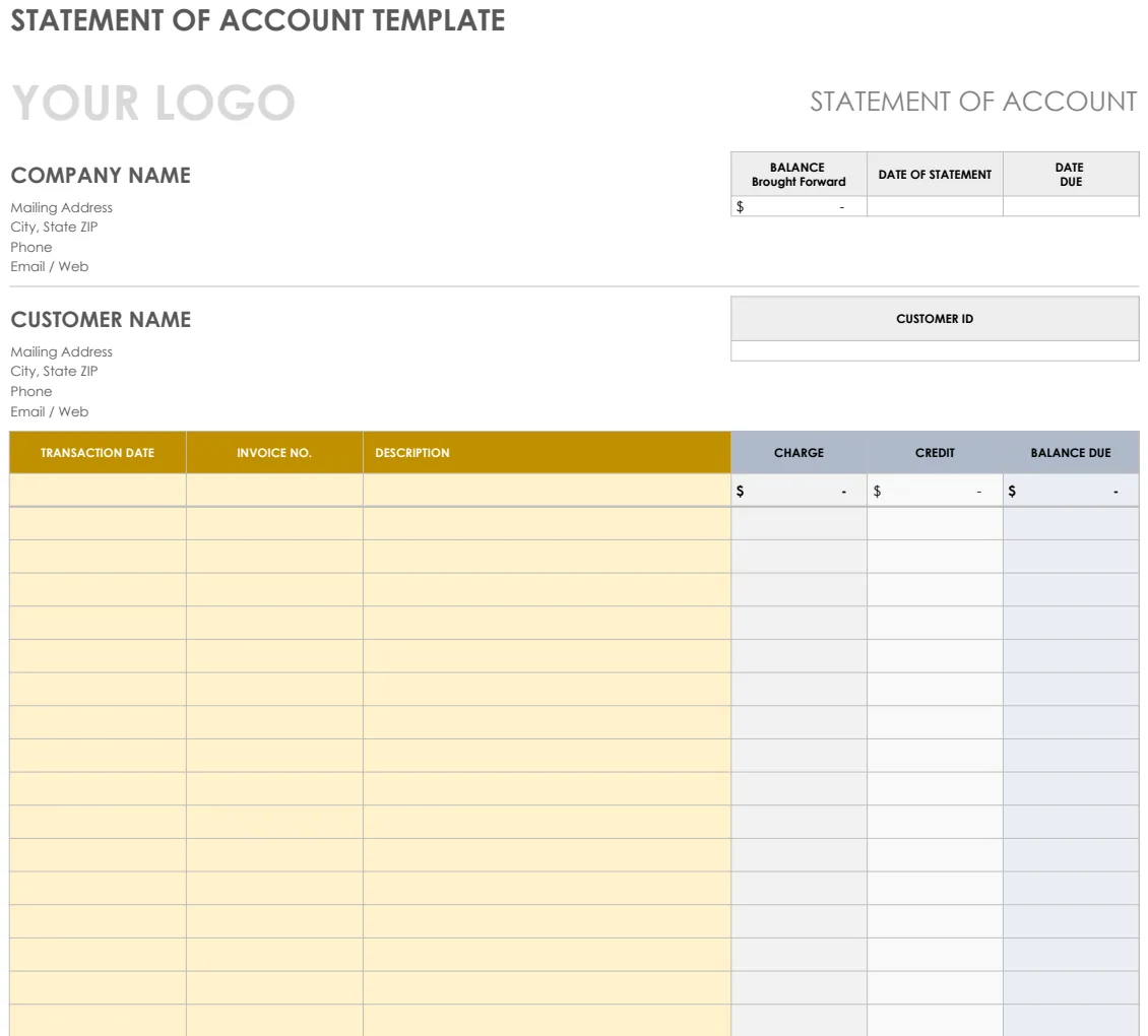 Statement of Account Template preview