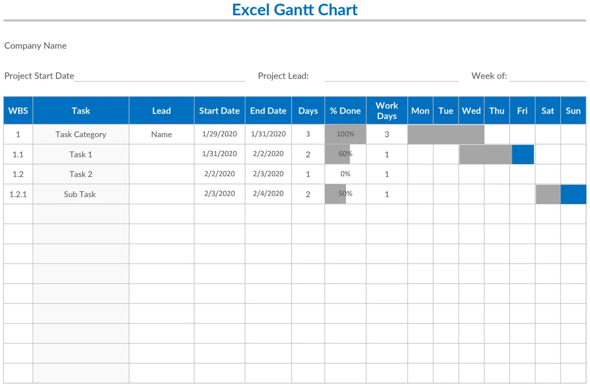 Excel Gantt Chart Template preview