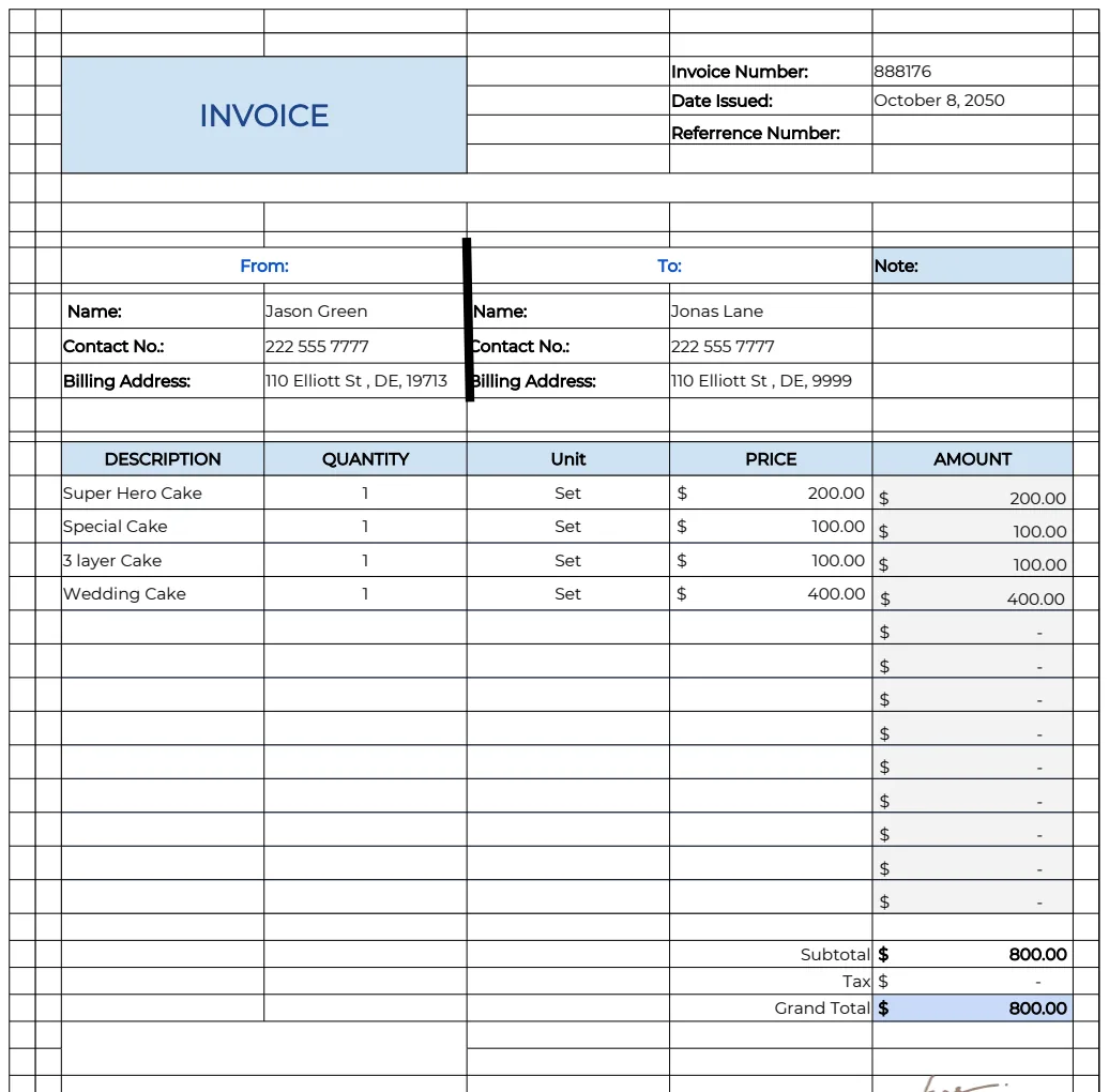 Basic Invoice Template preview