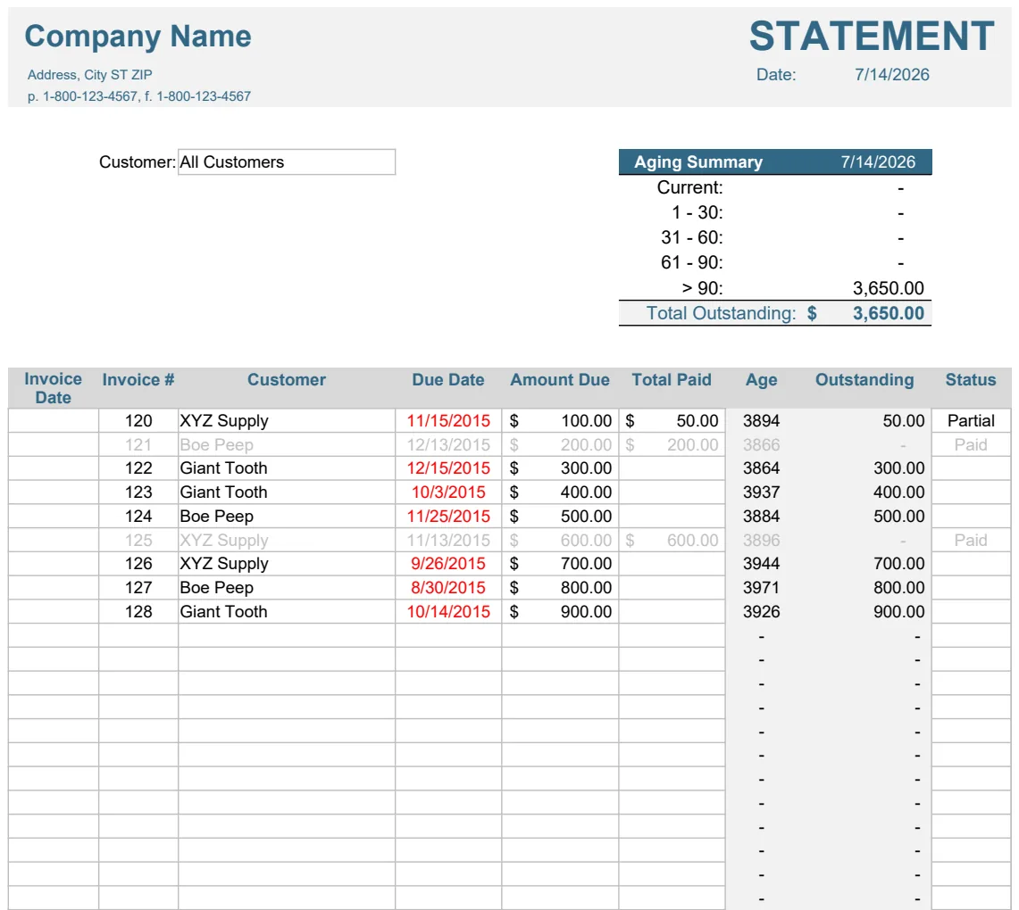 Invoices Tracker preview