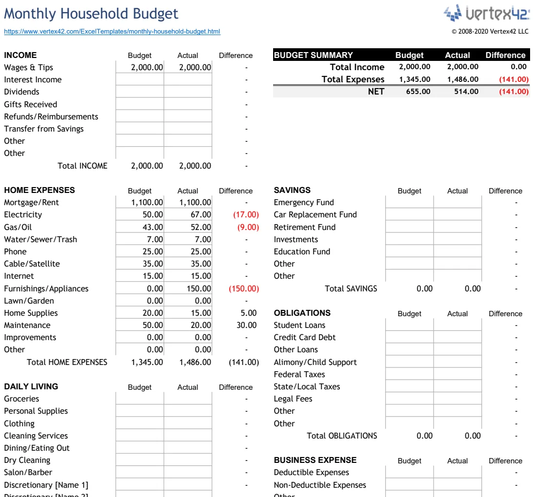Monthly Household Budget preview