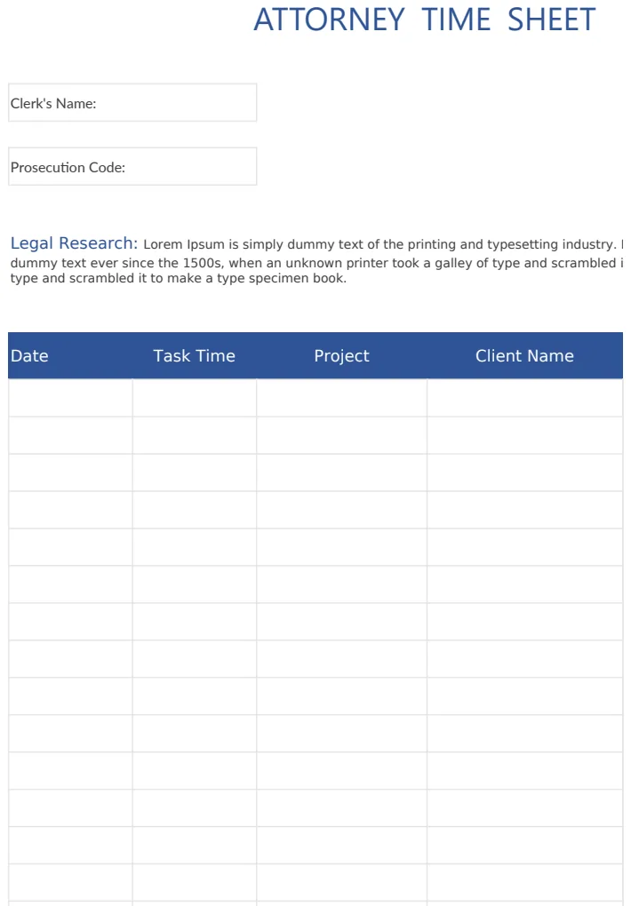 Attorney Time Sheet preview