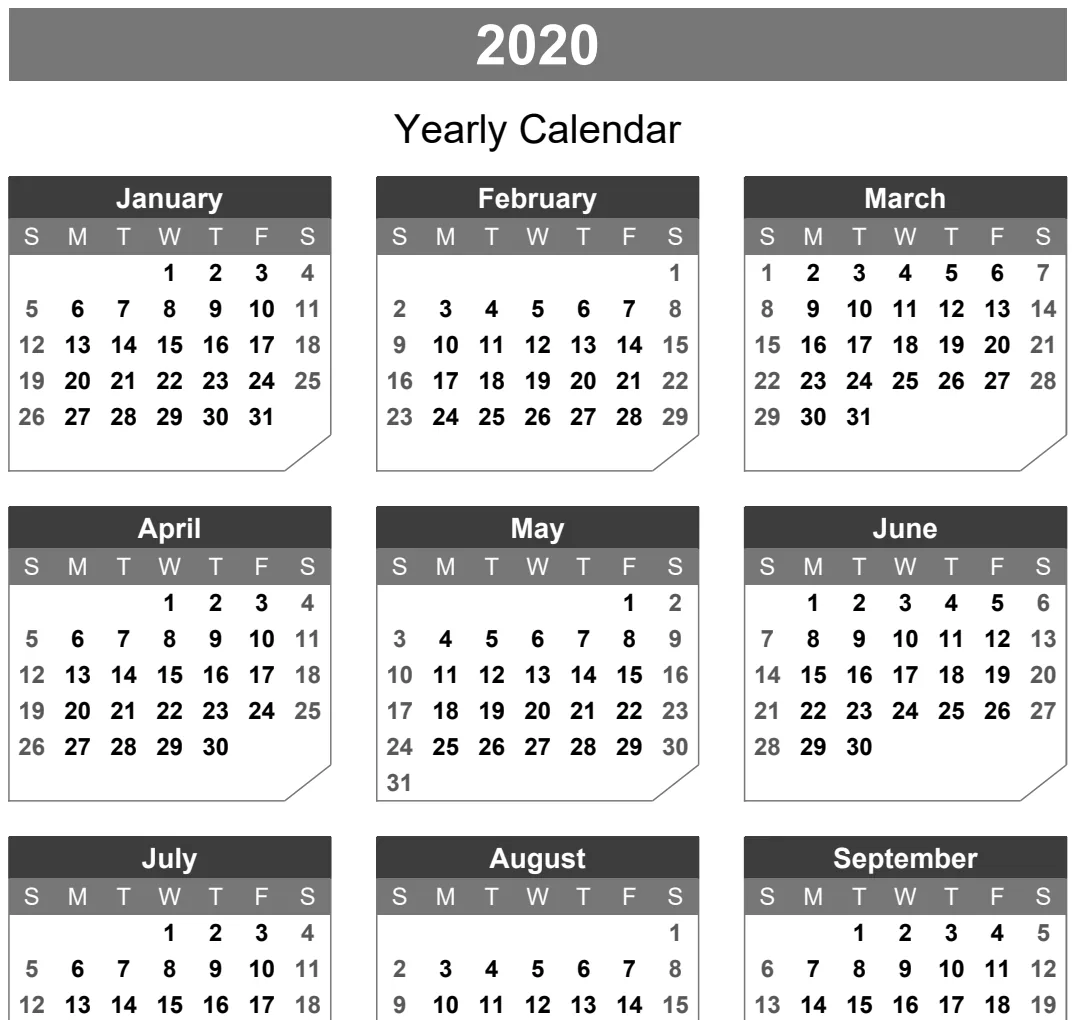 Yearly Calendar Portrait Chamfer Theme preview