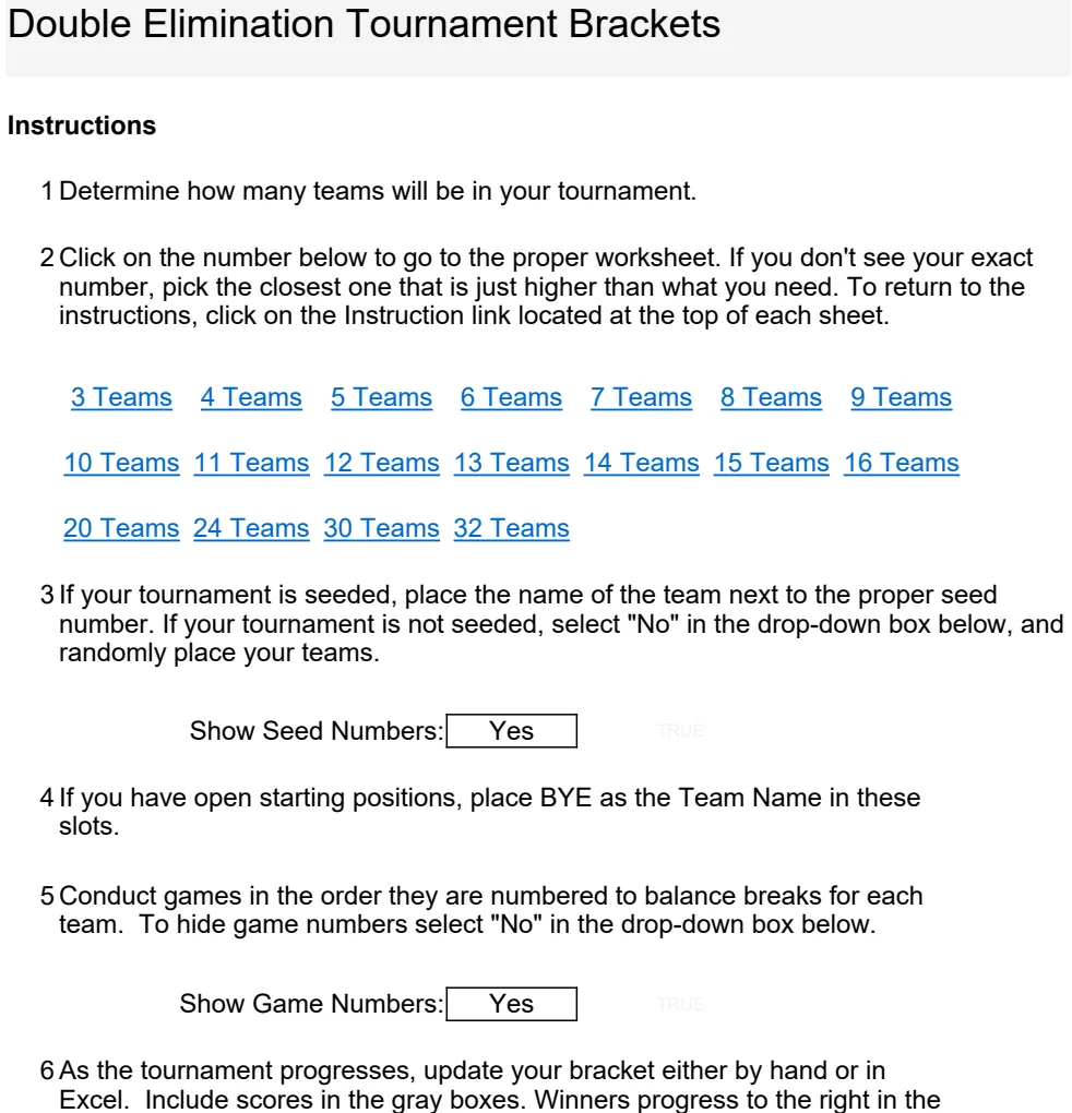 Double Elimination Bracket Template preview