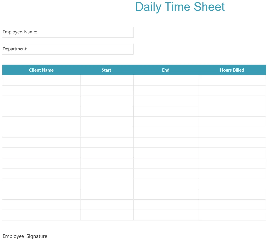 Daily Time Sheet preview
