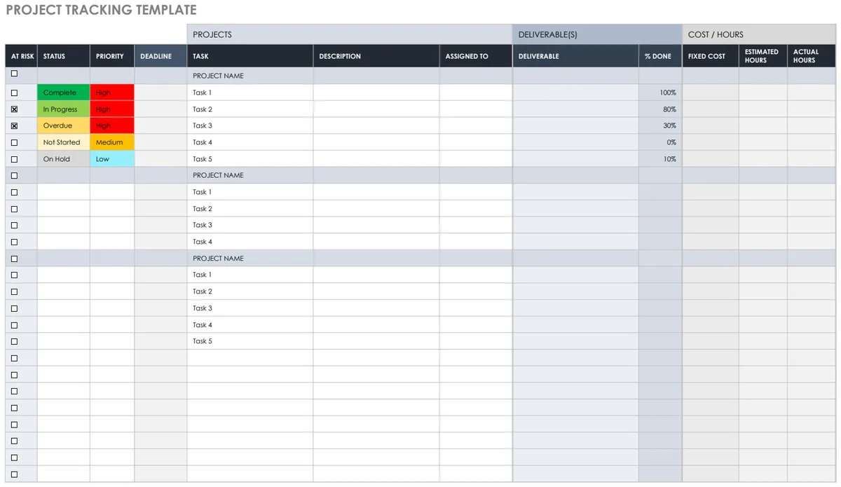 Project Tracking Template preview