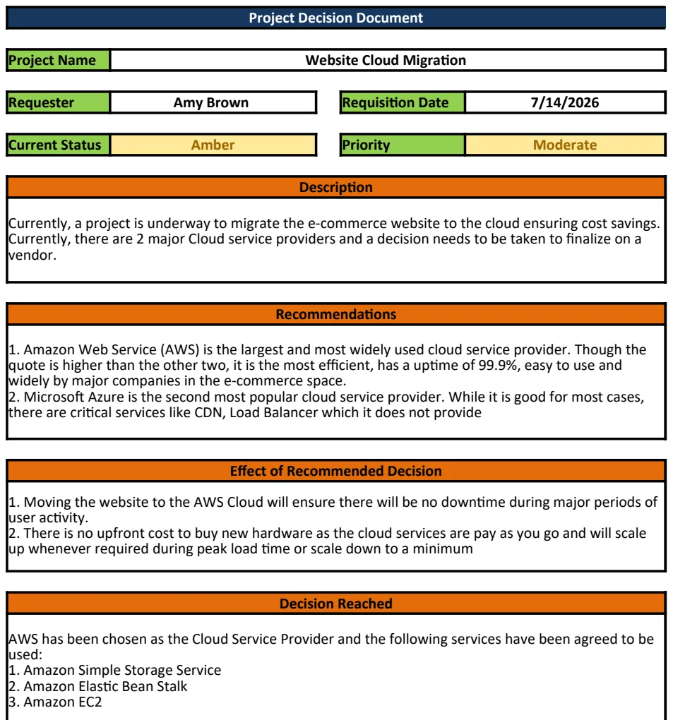 Project Decision Document Template preview