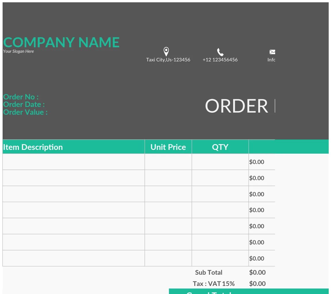 Special Order Form Template preview