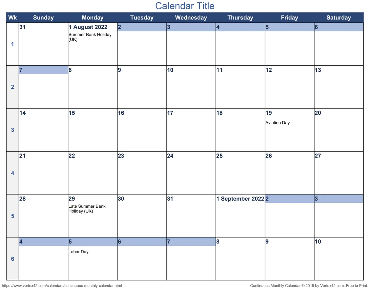 Continuous Monthly Calendar V2 preview