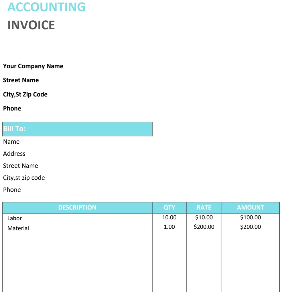 Accounting Service Invoice A4 preview