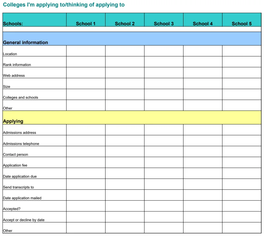 College Application Tracker preview
