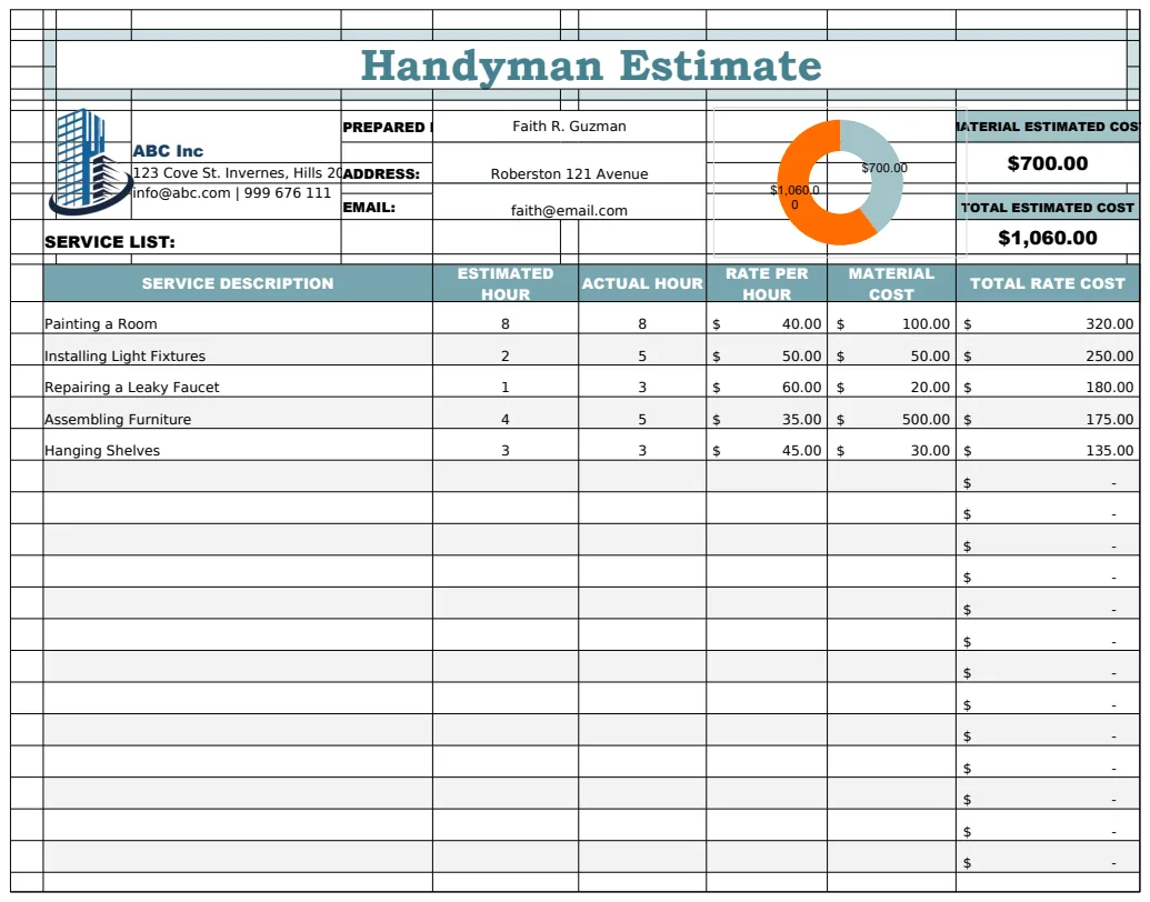 Handyman Estimate Template preview