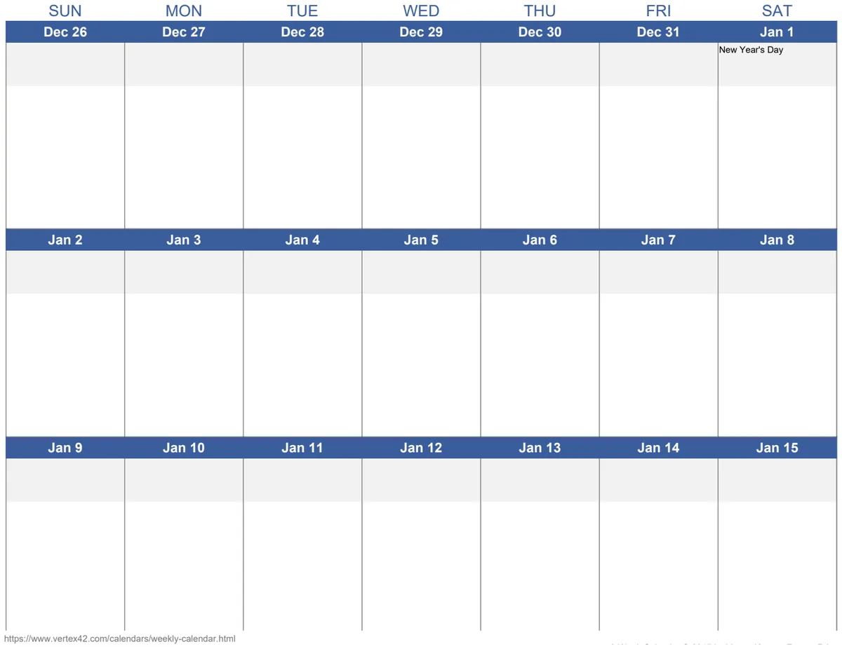 3 Week Calendar preview