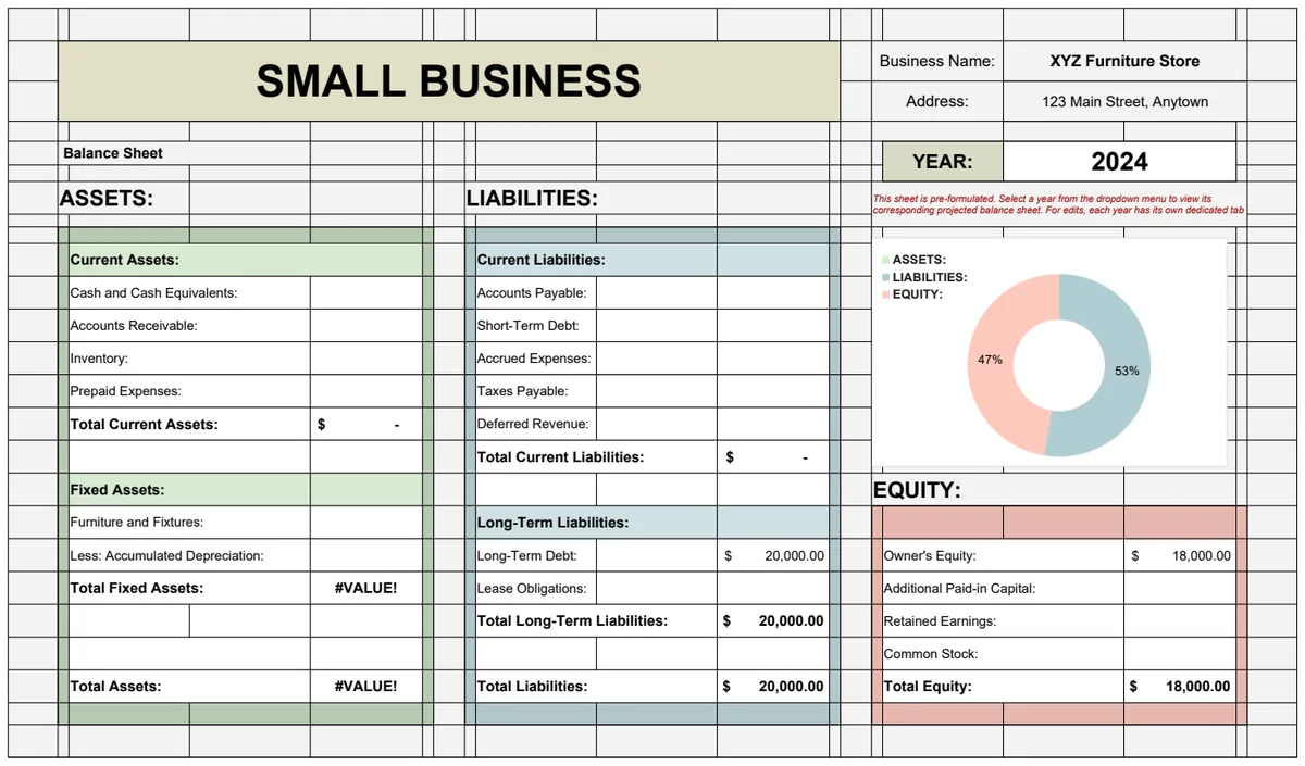 Small Business Simple Balance Sheet Template preview