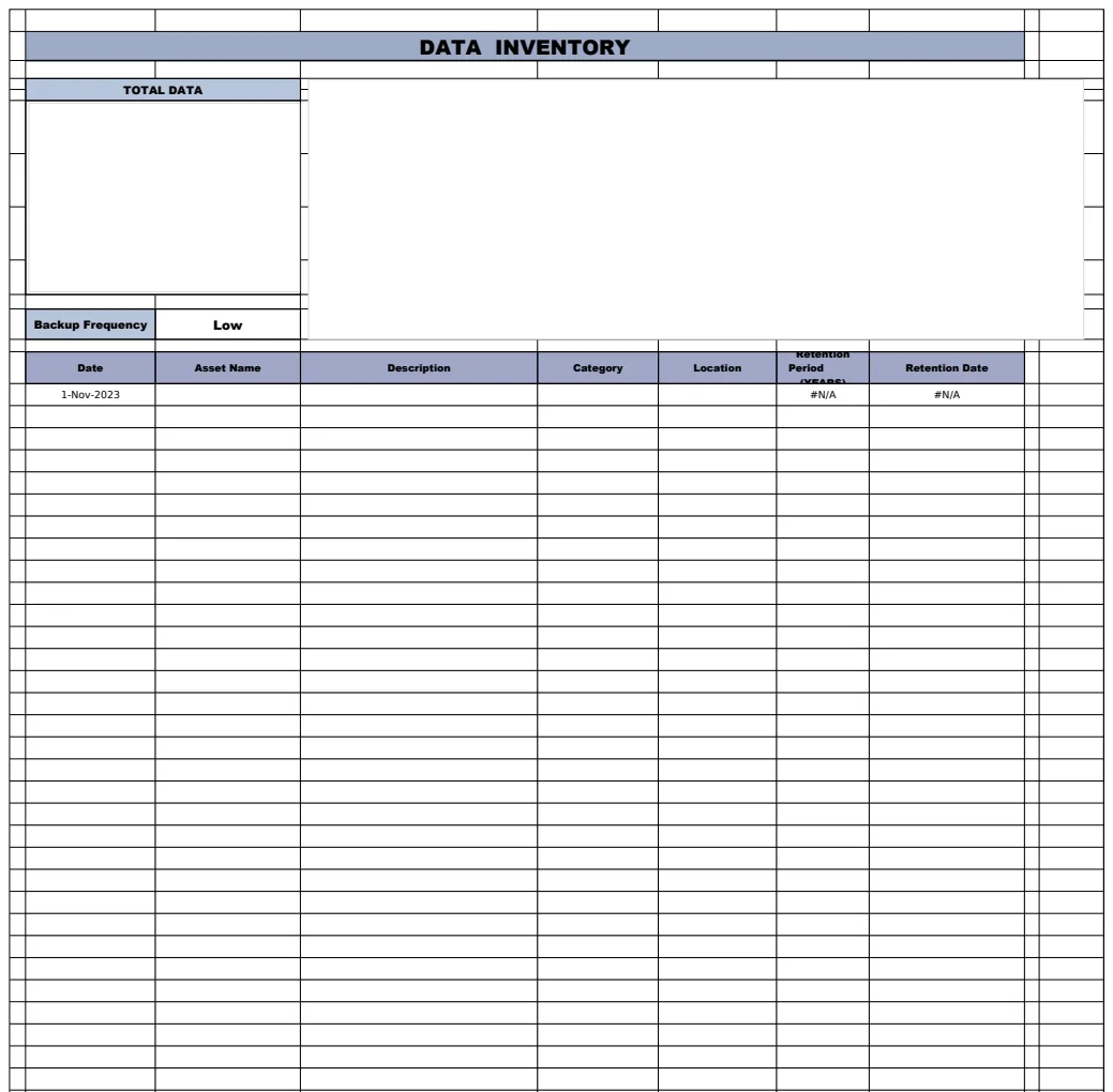 Data Inventory Template preview