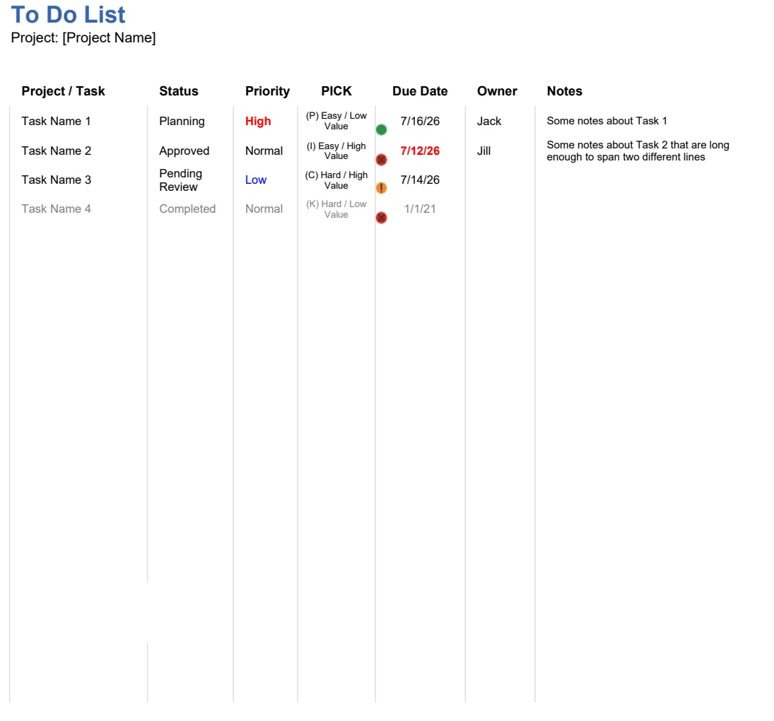 To Do List with Project Tracking preview