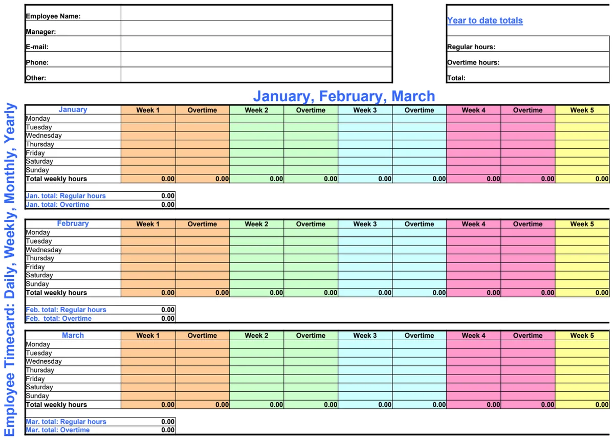 Yearly Employee Timesheet Summary preview