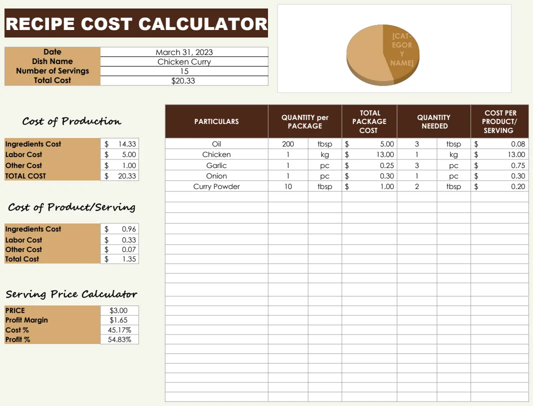 Recipe Cost Calculator preview