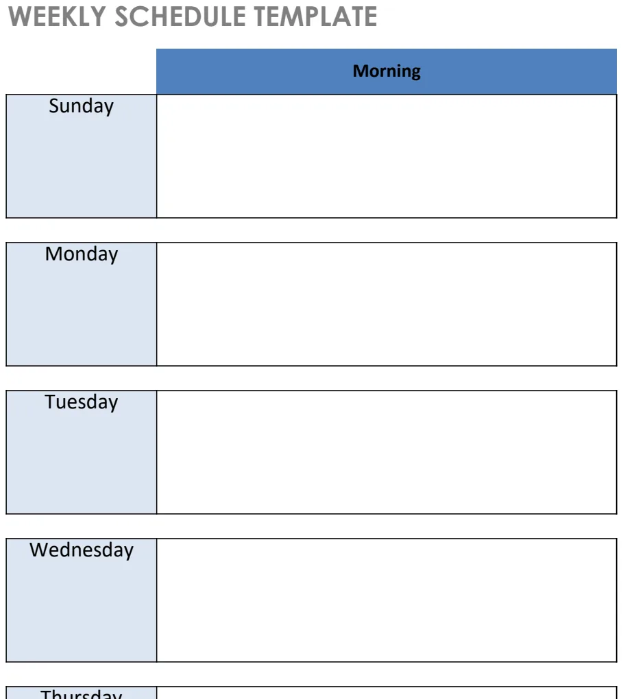 Weekly Schedule Excel Template preview