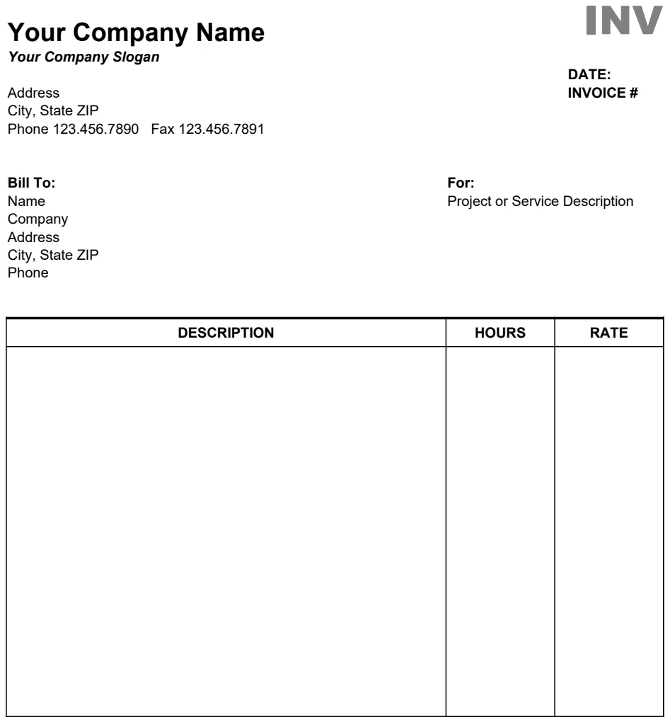 Seller's Service Invoice preview
