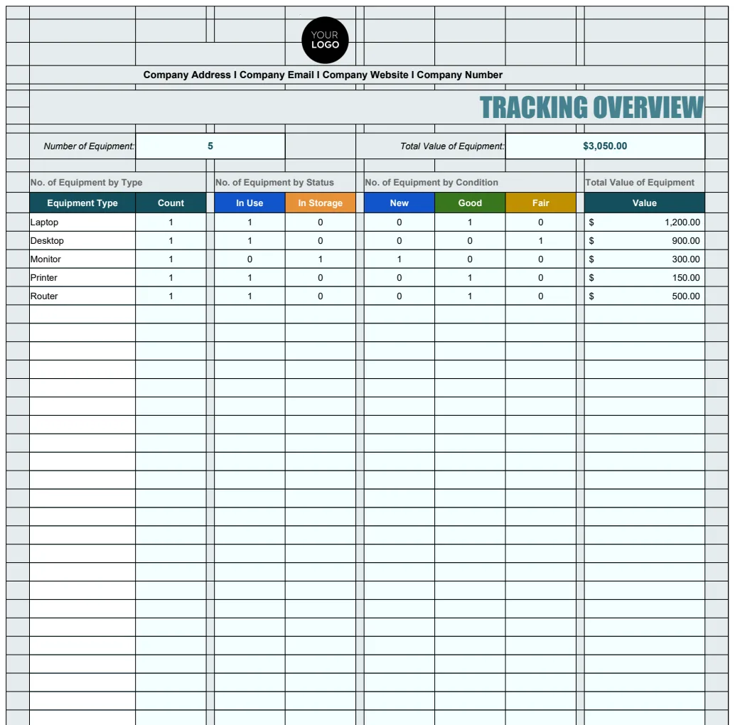 Administration IT Equipment Tracking Template preview